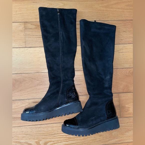 Azura knee high boot black with patent accents size 8.5 - Picture 2 of 5